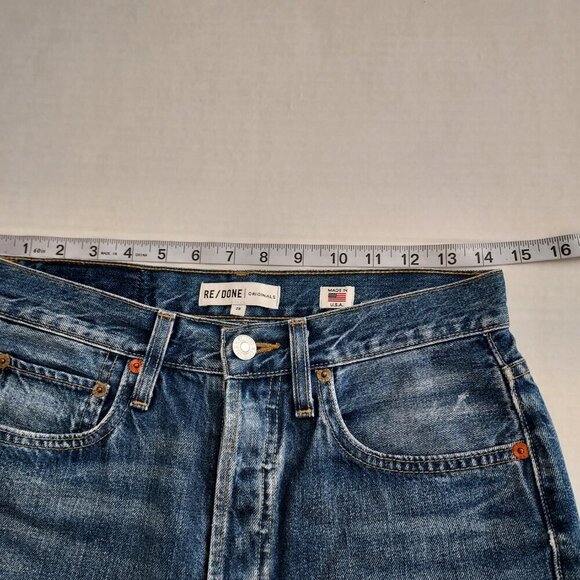 Re/Done Original High Rise Raw Hem Ankle Crop Jeans Size 28 - Picture 4 of 11